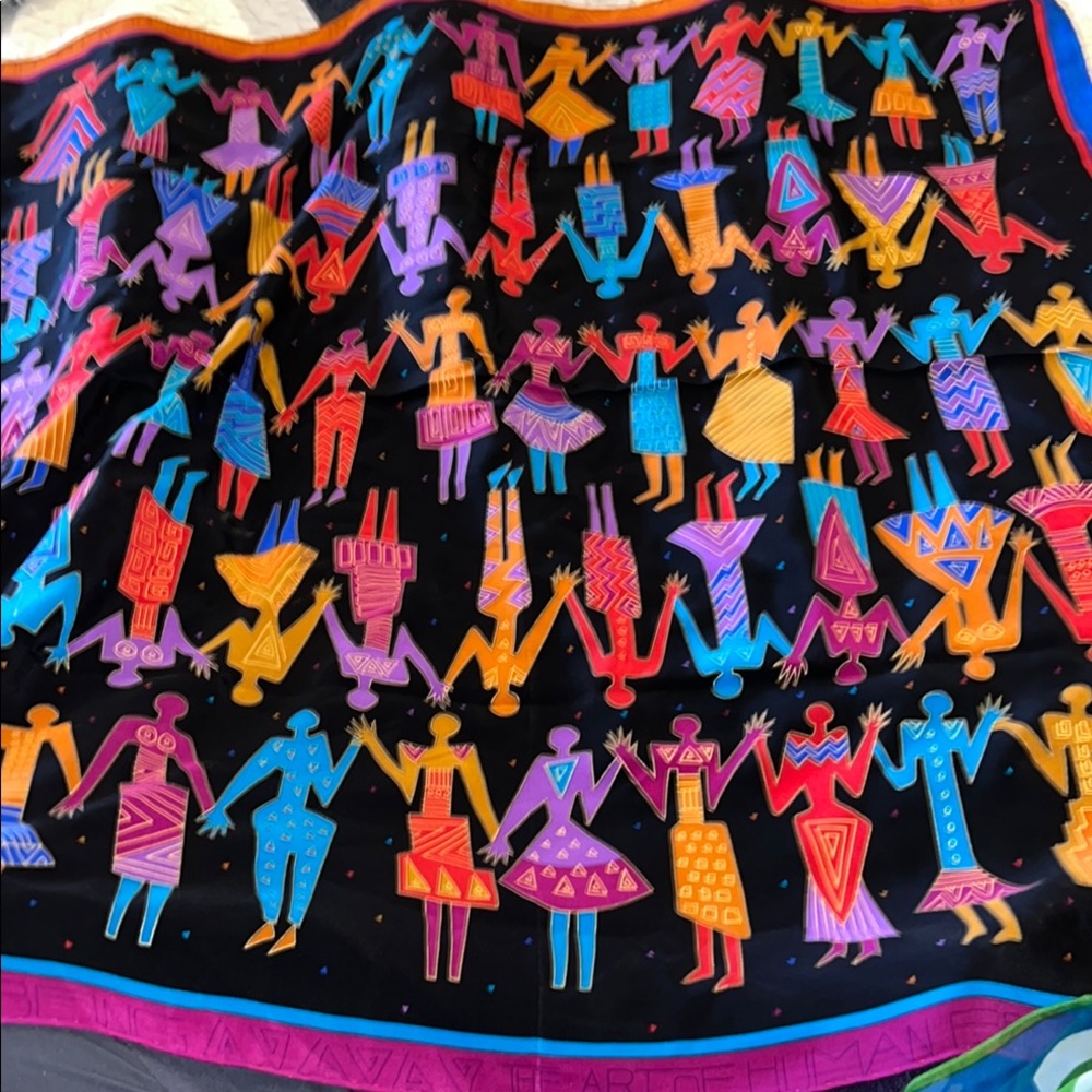 Laurel Burch silk Colorful Geometric Pattern Scarf 34” square